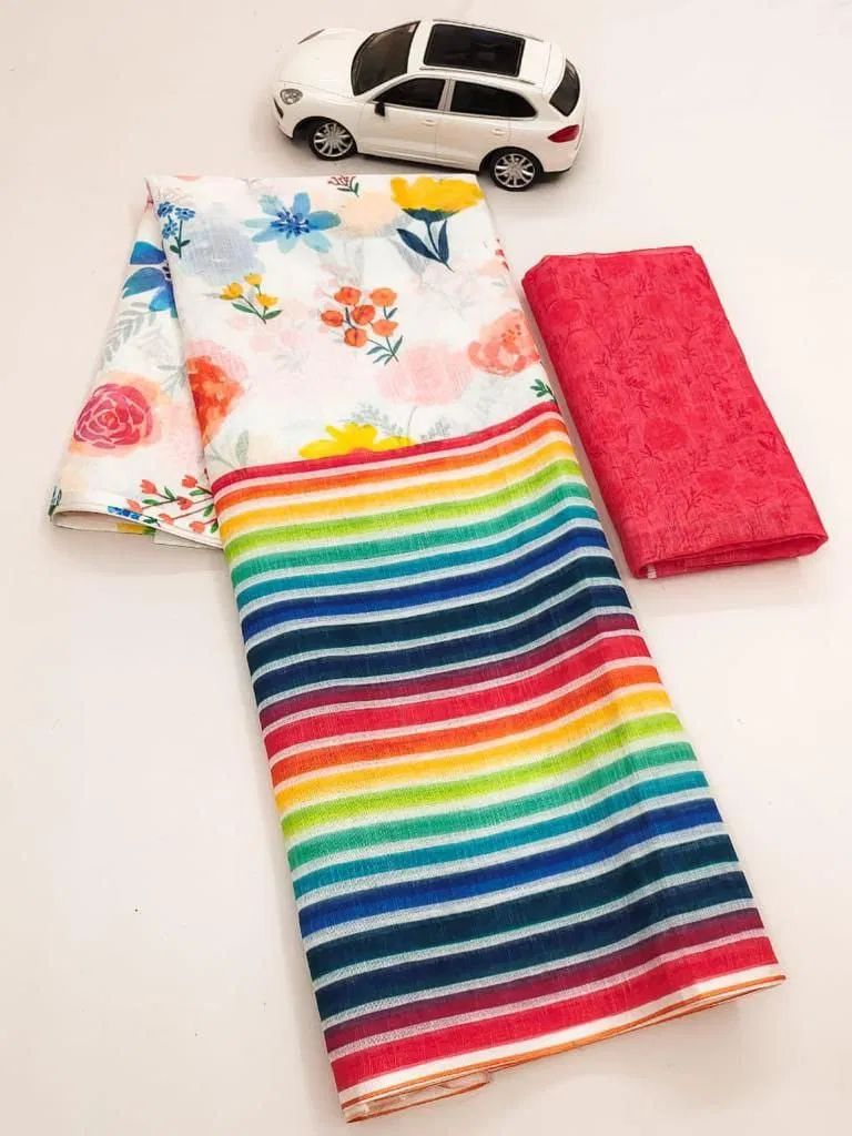 MG 361 Plain Linen Digital Printed Sarees Wholesale Market In Surat